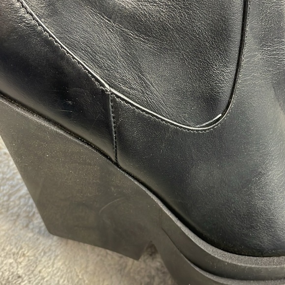 New Giaborghini Texan Knee High Western Boot Leather Stacked Platform Black 39 - Picture 9 of 16